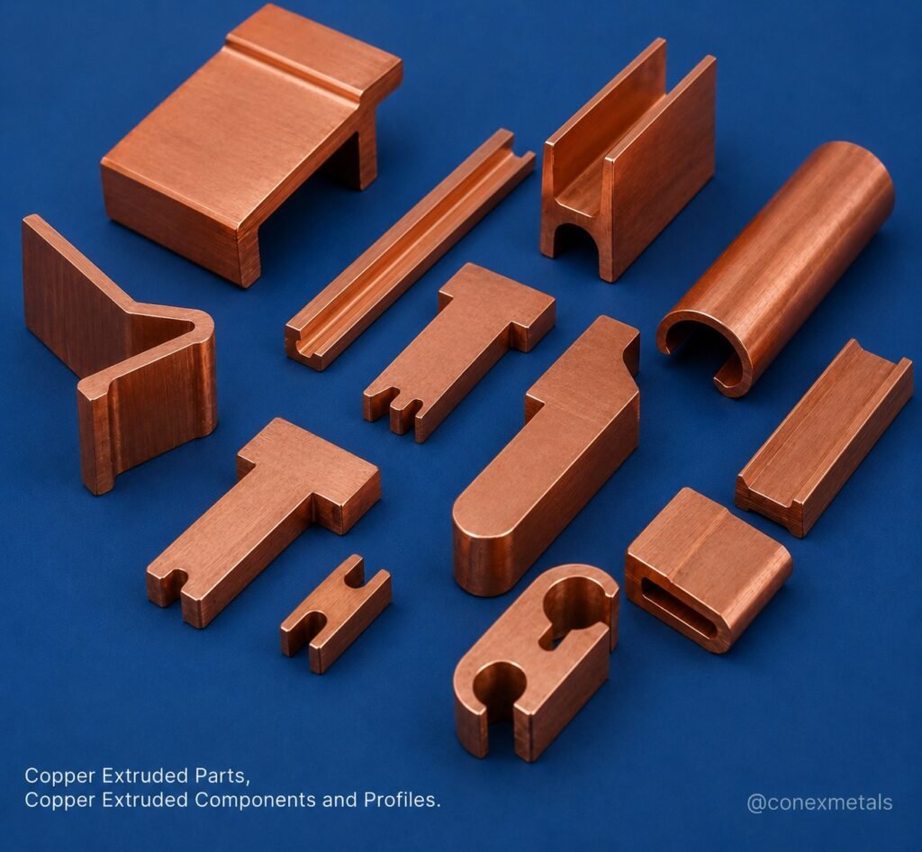 Copper Extruded Parts, Copper Extrusion, Copper extruded Components and Profiles , Copper sections