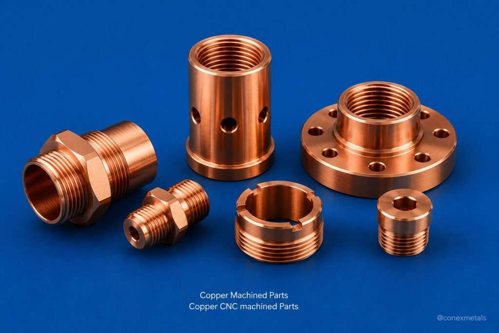 Copper Machined Parts, Copper CNC machined parts, Copper Screw Machine parts