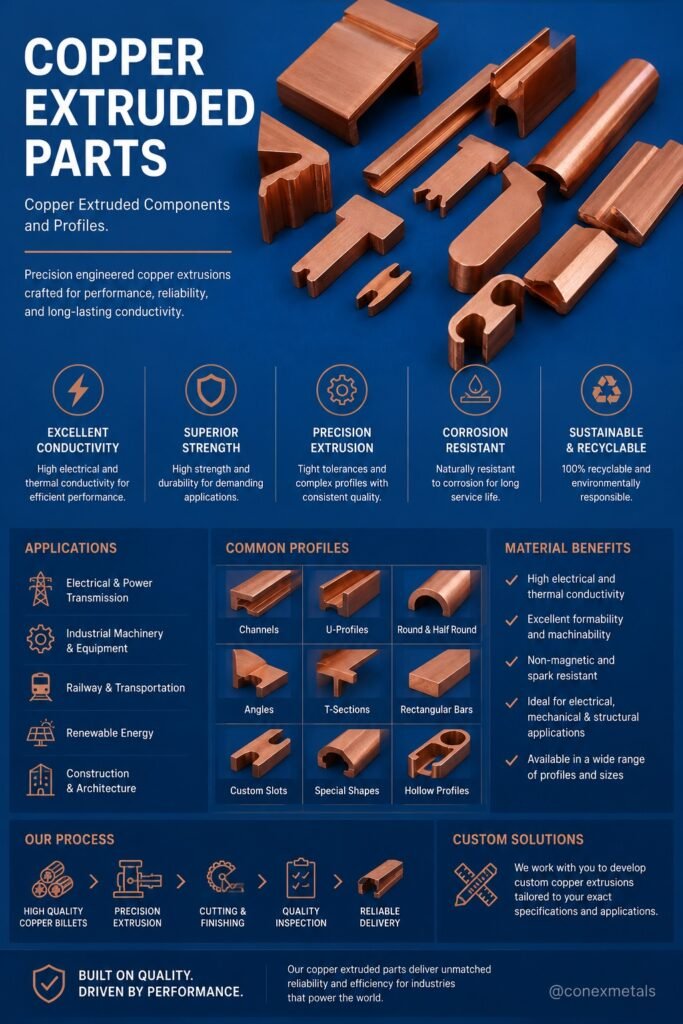 Copper extrusion, Copper extruded parts