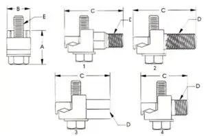 Conector de Torno de Bronze - Desenho de linha